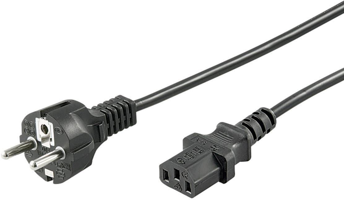 Goobay 96036 Kaltgerätekabel mit C13 Buchse & Schutzkontaktstecker, Universelles Stromkabel, Netzkabel, Schwarz, 3.00 m