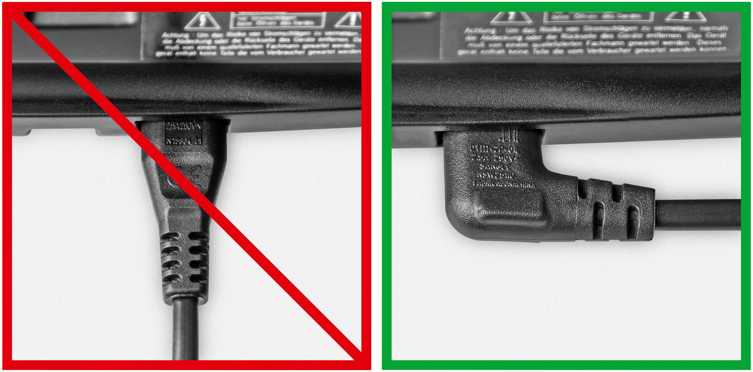 Goobay Anschlusskabel Eurostecker beidseitig abgewinkelt, 1 m, Schwarz Eurostecker (Typ C, CEE 7/16) > Gerätebuchse C7 1