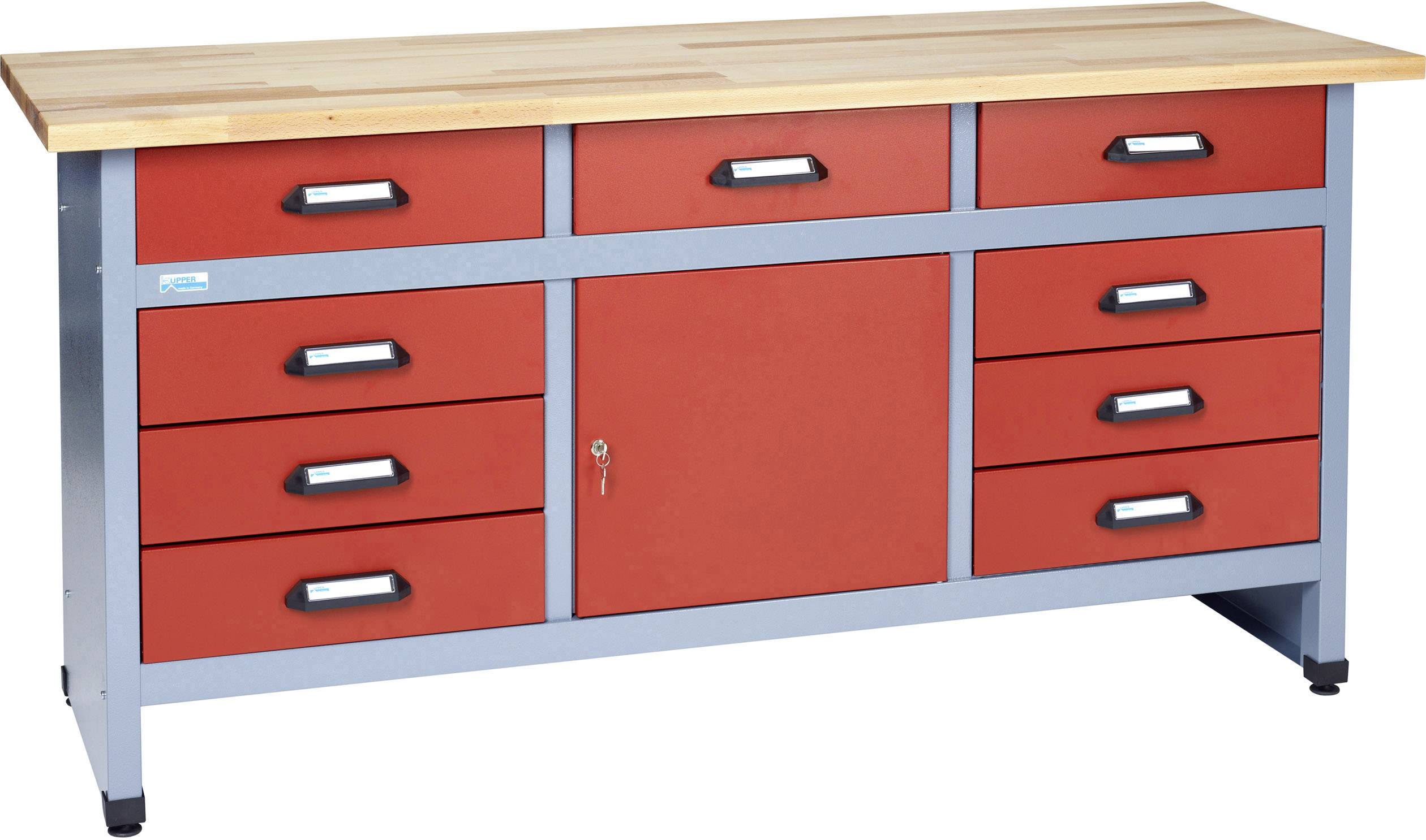 Küpper 12872 Werkbank 9 Schubladen, 1 Tür Rot, Silber-Grau 1700mm x 840mm x 600mm