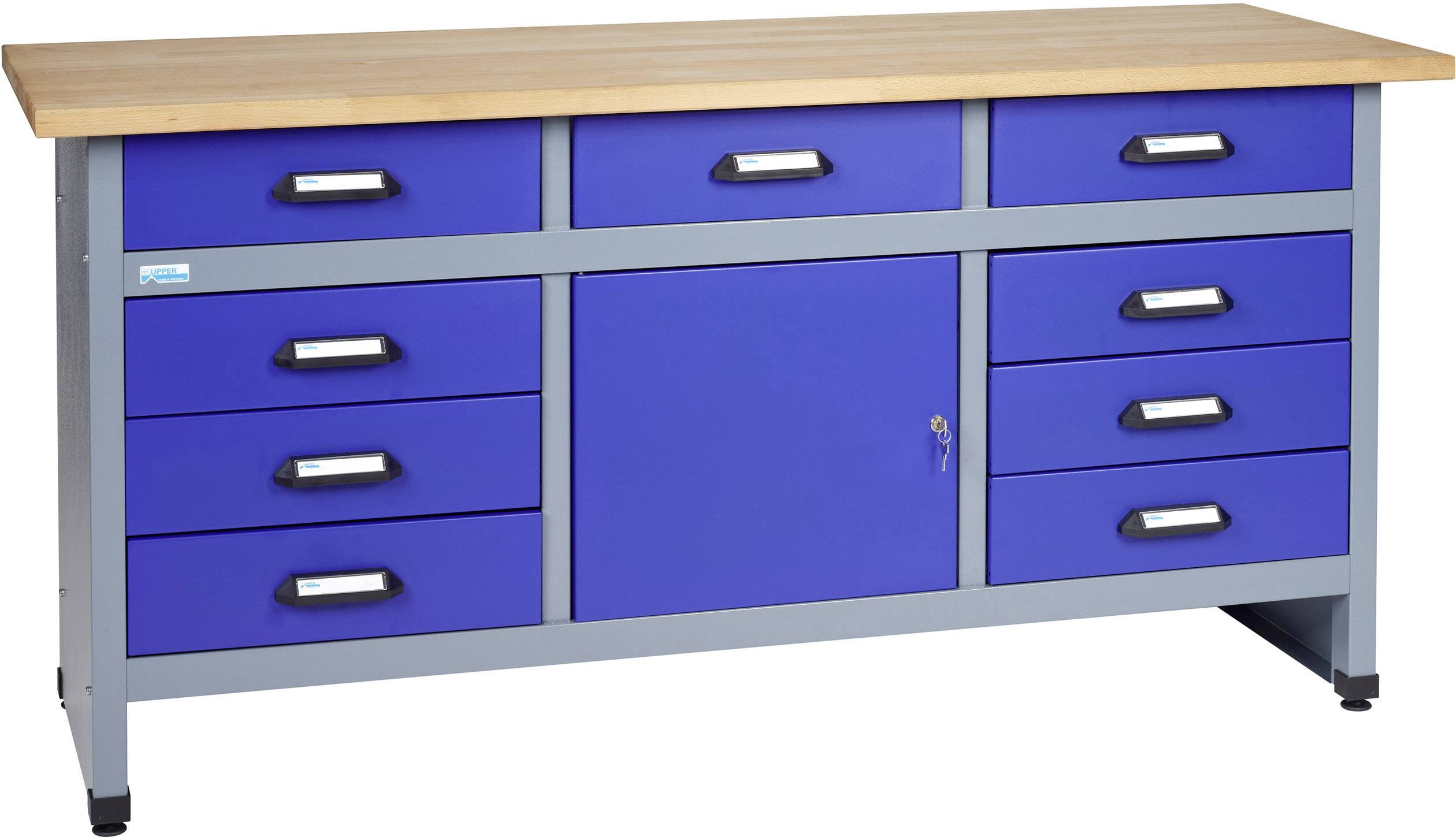 Küpper 12877 Werkbank 9 Schubladen, 1 Tür Ultramarinblau, Silber-Grau 1700mm x 840mm x 600mm