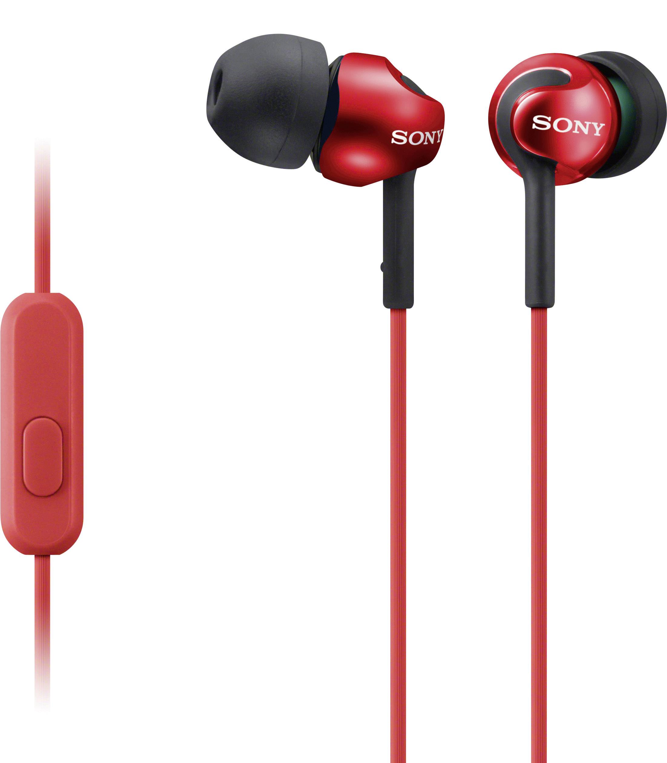 Sony MDR-EX110AP In Ear Kopfhörer kabelgebunden Rot Headset