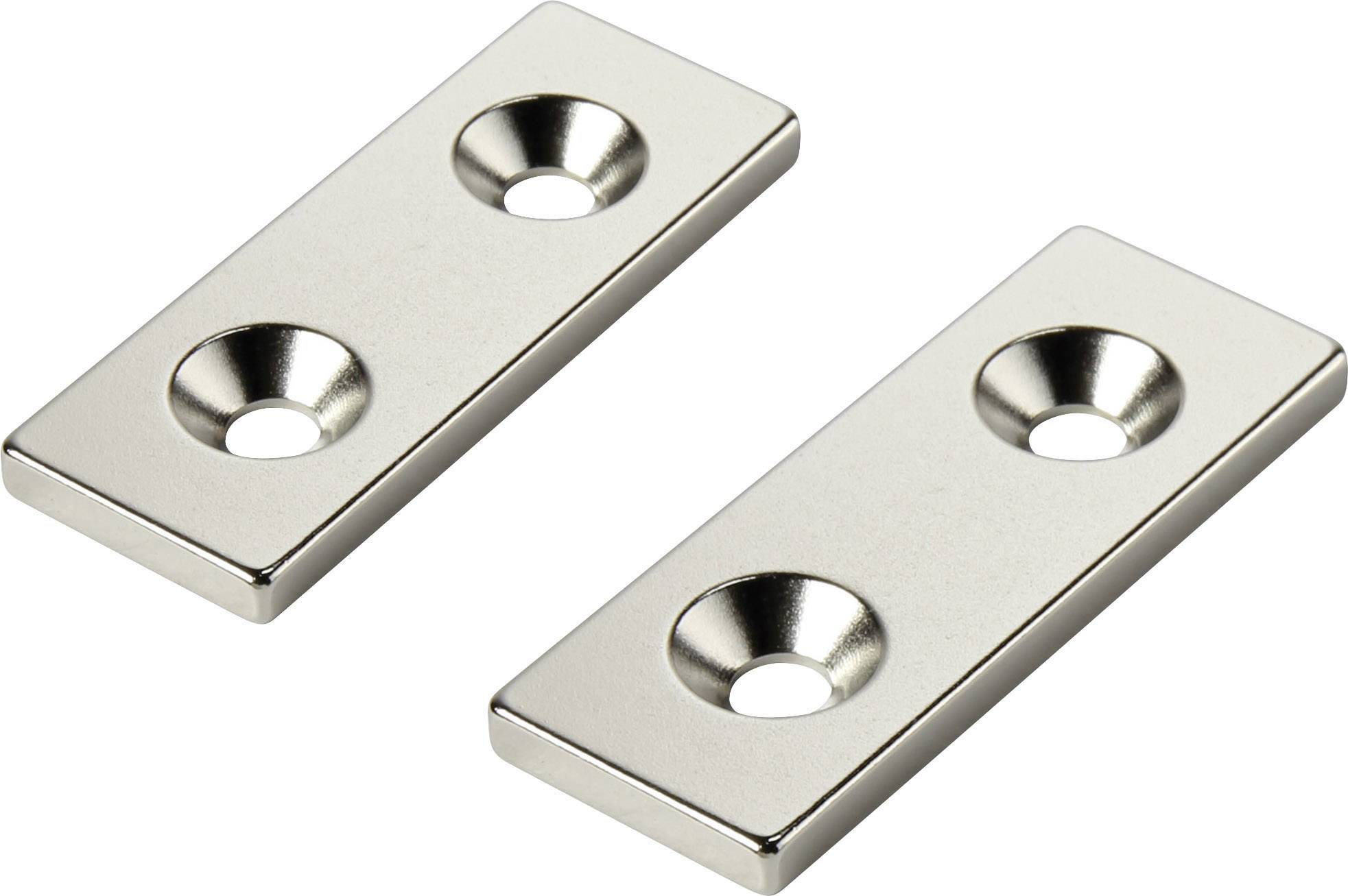 Zwei rechteckige, silberne Metallplatten mit jeweils zwei Löchern für Schraubenbefestigungen.