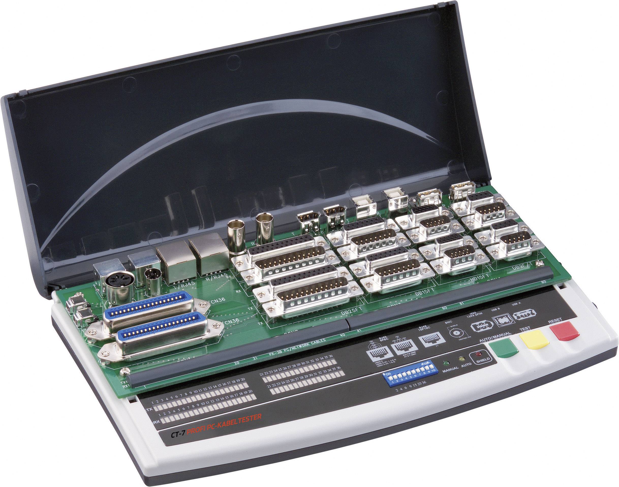 VOLTCRAFT Kabeltester CT-7 CT-7 Geeignet für 9-, 15-, 25polige SUB-D, 15polig SUB-HD, Centronics, USB A + B, IEEE 1394, BNC