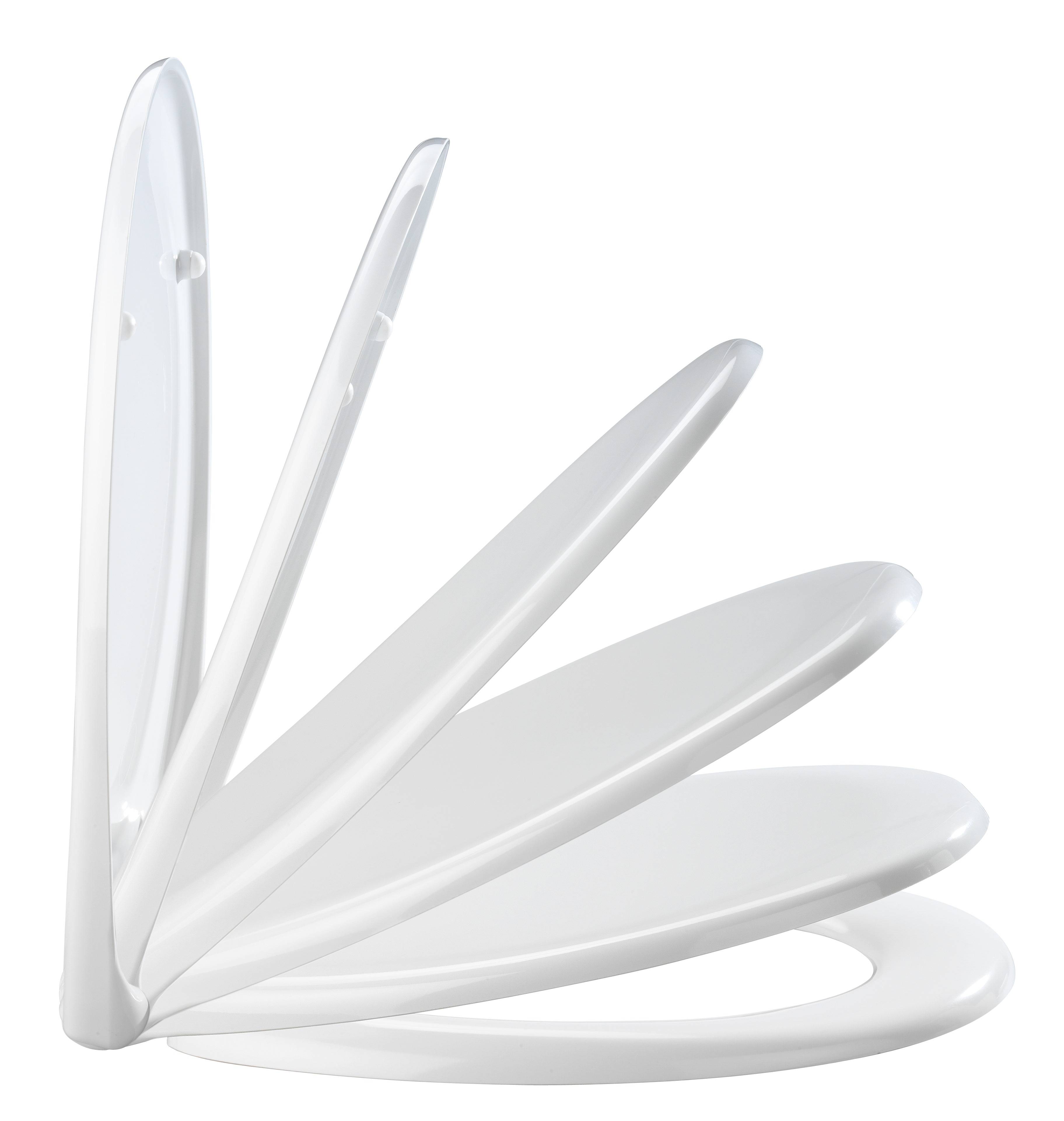 Wenko 18394800 Premium Ottana WC-Sitz Befestigungsclip Duroplast mit Absenkautomatik, rostfrei