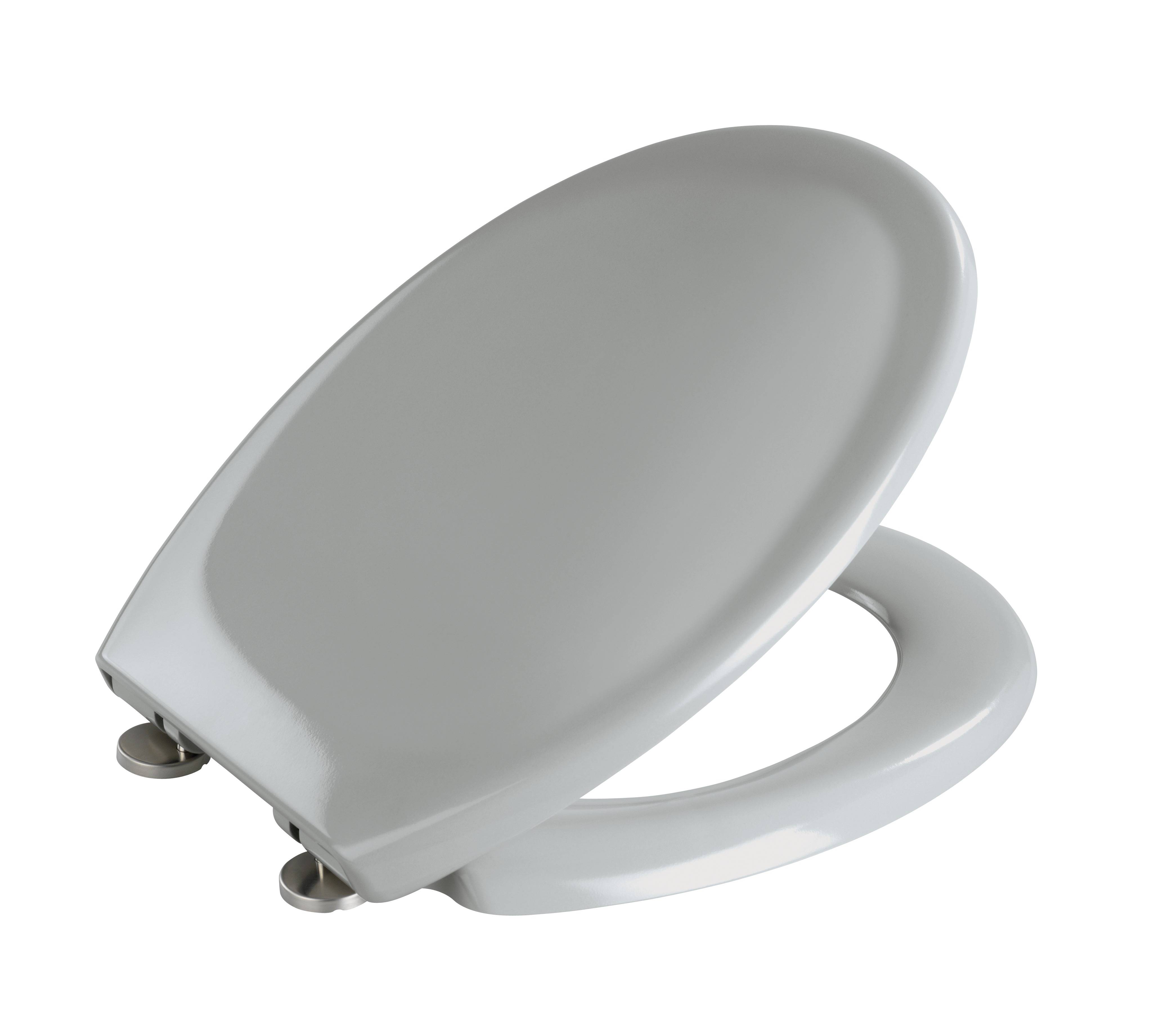 Wenko 19660800 Premium Ottana WC-Sitz Befestigungsclip Duroplast mit Absenkautomatik, rostfrei
