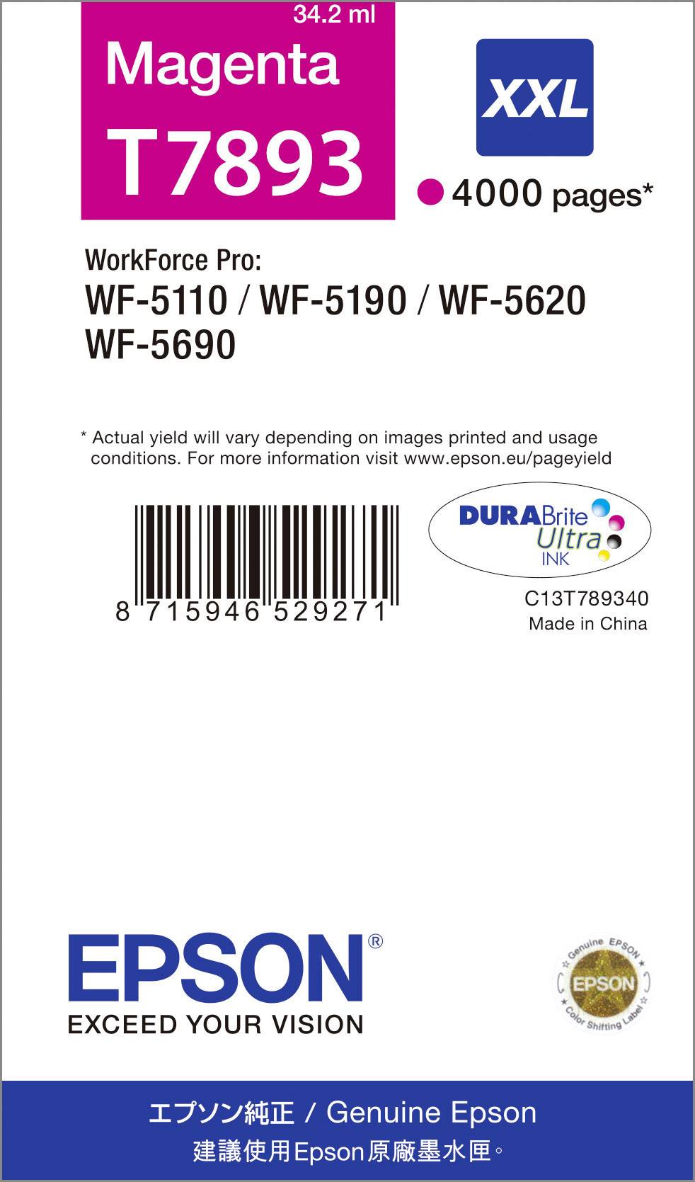 Tintenpatrone Epson T7893 magenta XXL T7893