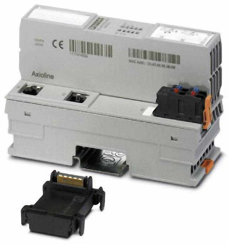 Industrie-Ethernet-Switch montiert auf DIN-Schiene. Zeigt robuste, kompakte Bauweise für industrielle Netzwerkanwendungen.