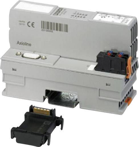 Steuerungssystem-Modul für Hutschiene, Modell AxioLine, mit Anschlüssen für die Verdrahtung und abnehmbarer Abdeckung. Geeignet für Industrieautomatisierung.