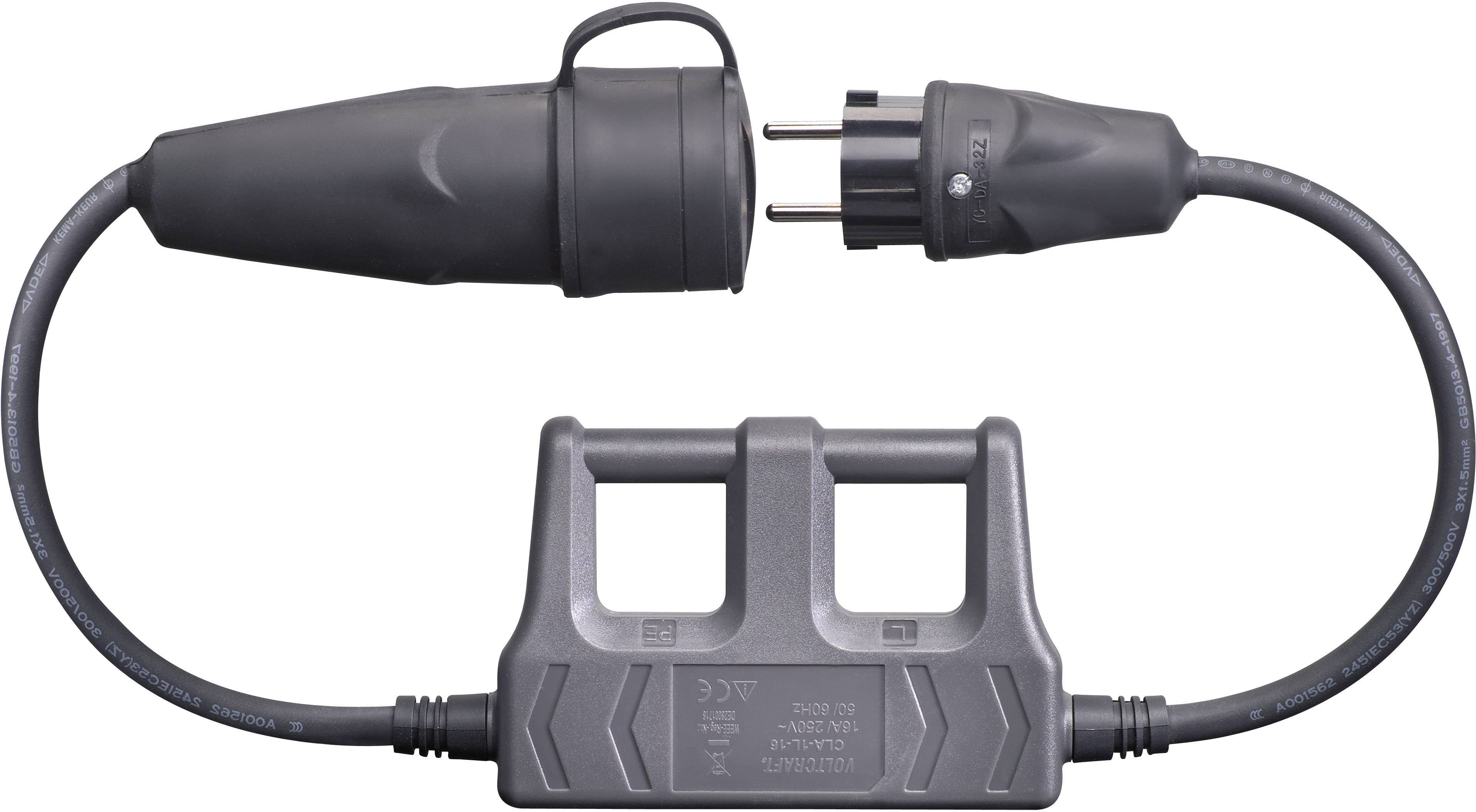 VOLTCRAFT CLA-1L 16 Messadapter Schutzkontakt-Gummi-Stecker - Schutzkontakt-Gummi-Kupplung