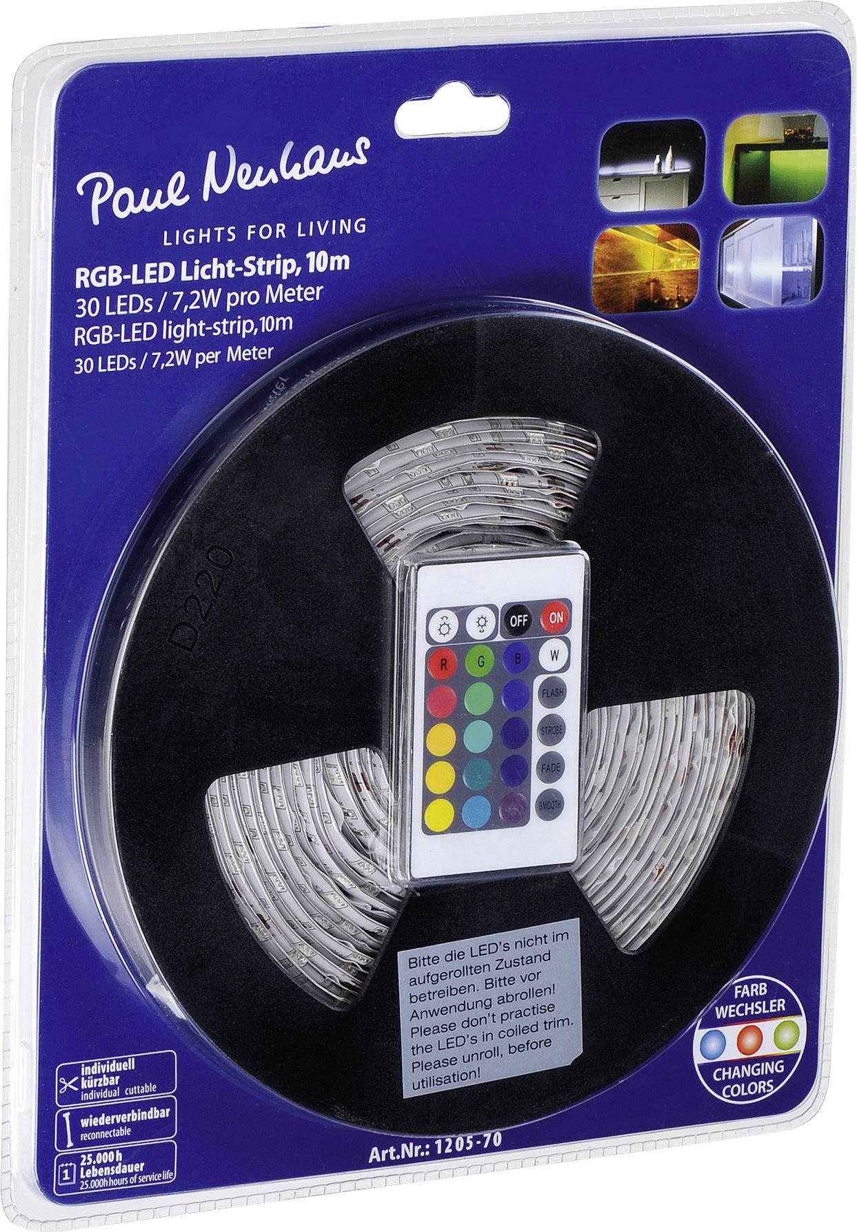 Paul Neuhaus 1205-70 LED-Streifen-Komplettset mit Stecker 12V 10m RGB 1St.