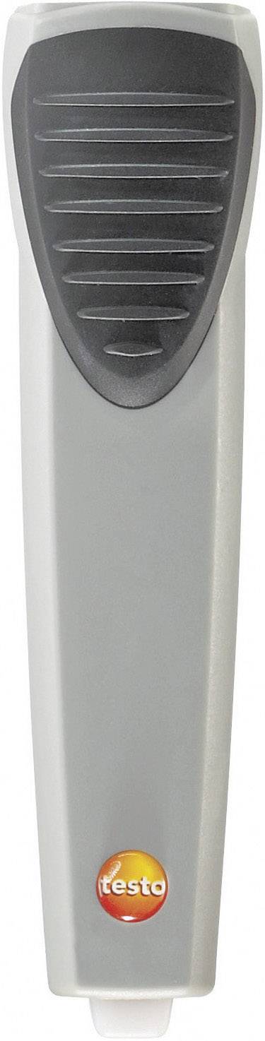 Digitales Thermometer mit grauem Gehäuse und schwarzem Kopf; unten ein Logo mit der Aufschrift 'testo'.