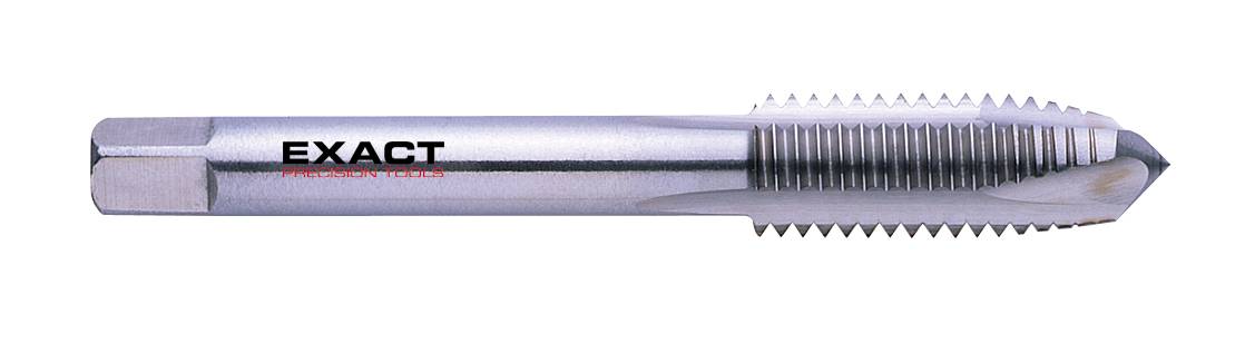 Metallschneidwerkzeug mit Gewinde, Aufschrift 'Exact'. Verwendet zum Schneiden von präzisen Innengewinden in Metallen.