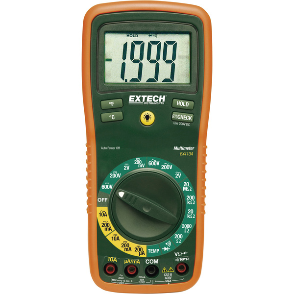 Extech EX410A-ISO Multimètre étalonné (ISO) numérique CAT III 600 V Affichage (nombre de points): 2000