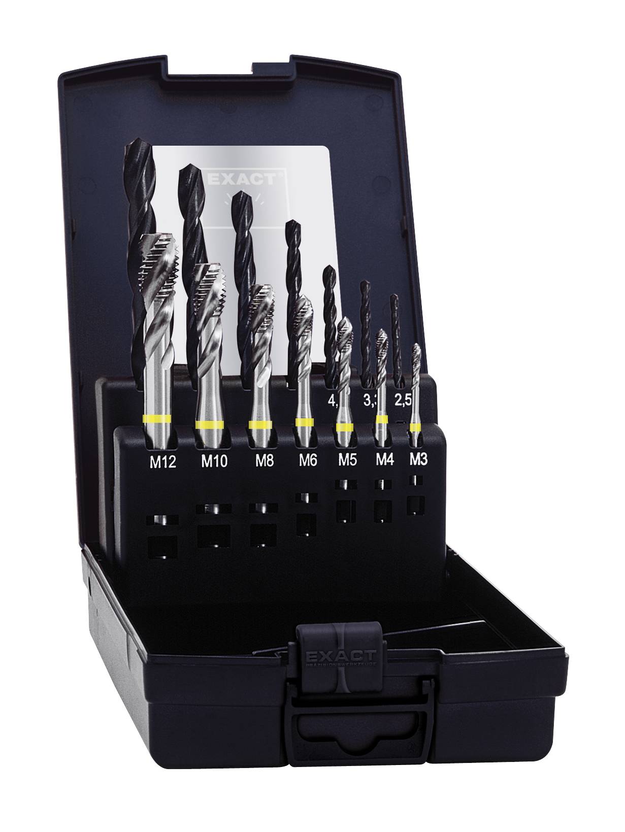 Exact 05119 Maschinengewindebohrer-Set 14teilig metrisch Rechtsschneidend DIN 371, DIN 376 HSS-E Form B 1 Set