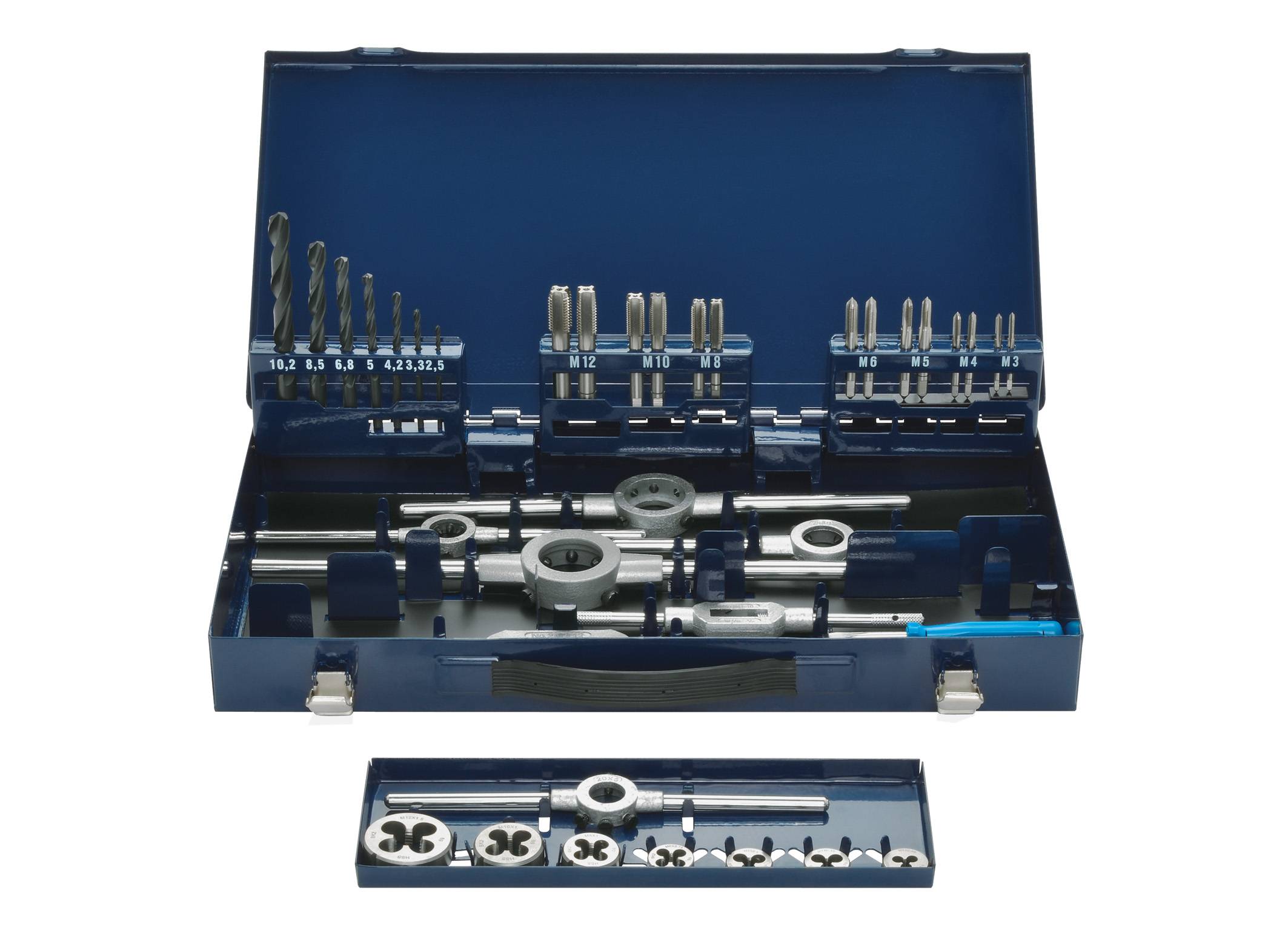 Eventus by Exact 10741 Gewindeschneidsatz 35teilig HSS metrisch fein Mf3, Mf4, Mf5, Mf6, Mf8, Mf10, Mf12