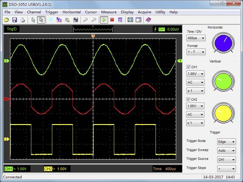 VOLTCRAFT DSO-1052 USB USB-Oszilloskop 50MHz 2-Kanal 150 MSa/s 64 kpts 8 Bit Digital-Speicher (DSO), Spectrum-Analyser 1St.
