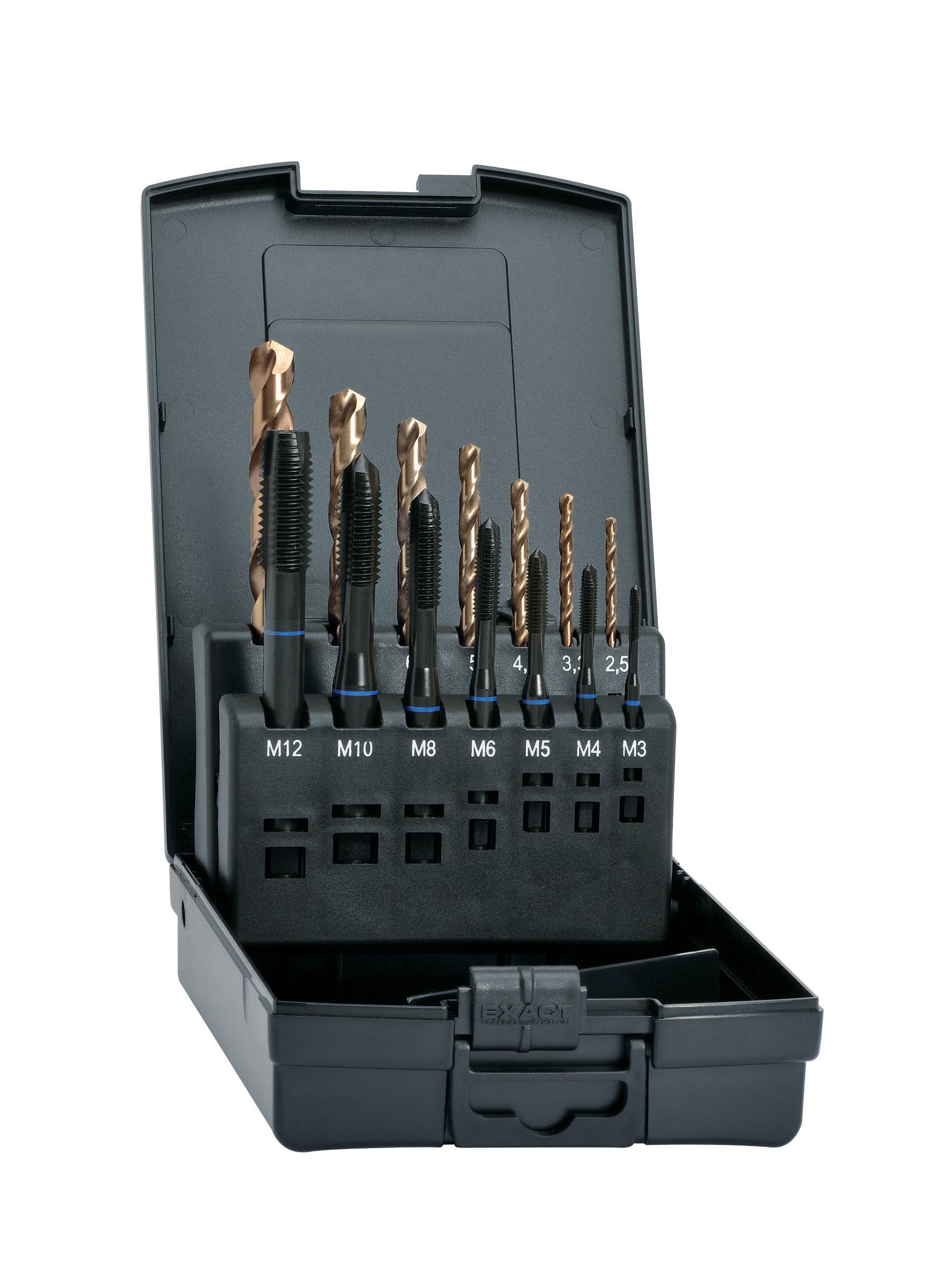 Exact 42330 Maschinengewindebohrer-Set 14teilig metrisch Rechtsschneidend DIN 371, DIN 376 HSS-E Form B 1 Set