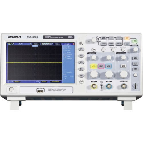 Oscilloscope numérique VOLTCRAFT DSO-1062D 60 MHz 2 canaux 500 Méch/s 512 kpts 8 bits mémoire numérique (DSO)