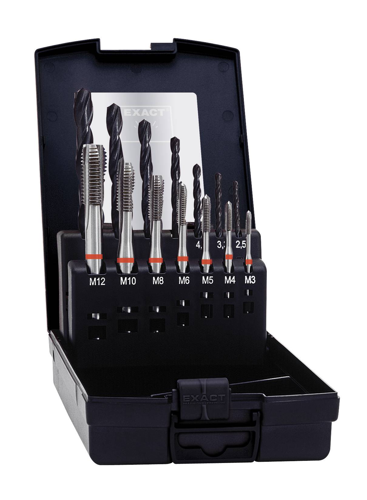 Exact 43695 Maschinengewindebohrer-Set 14teilig metrisch Rechtsschneidend DIN 371, DIN 376 HSS-E Form B 1 Set