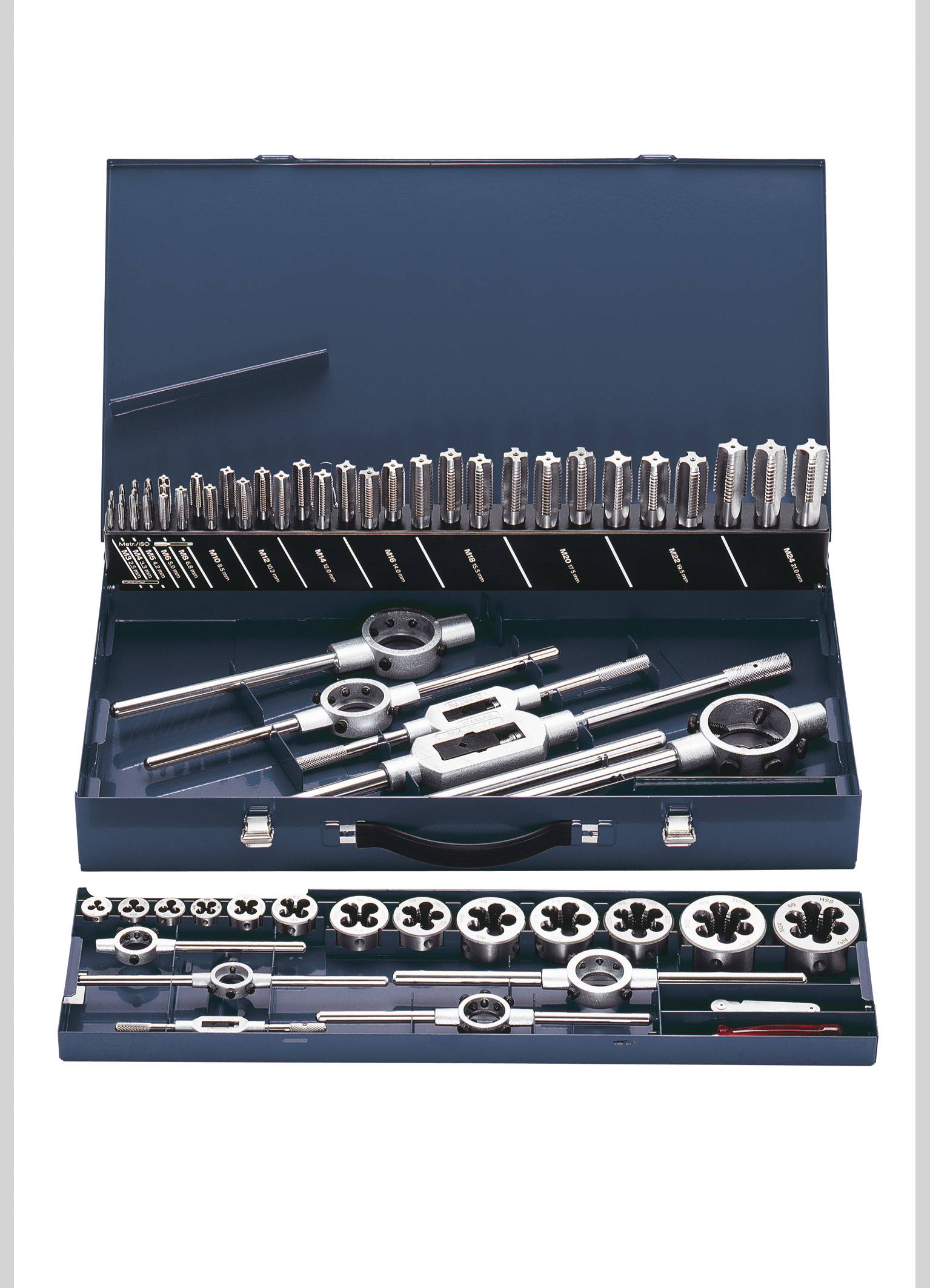 Eventus by Exact 10724 Gewindeschneidsatz 62teilig HSS metrisch M3, M4, M5, M6, M8, M10, M12, M14, M16, M18, M20, M22, M24