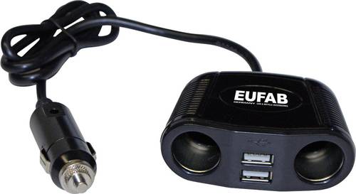 Eufab 16549 Zigarettenanzünder-Verteiler Anzahl Zigarettenkupplungen 2 x Schnittstellen: USB 2 x Be