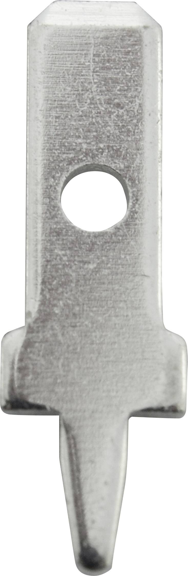 A silvery, flat metal tool with a hole in the centre and a sharp, downward-facing edge.