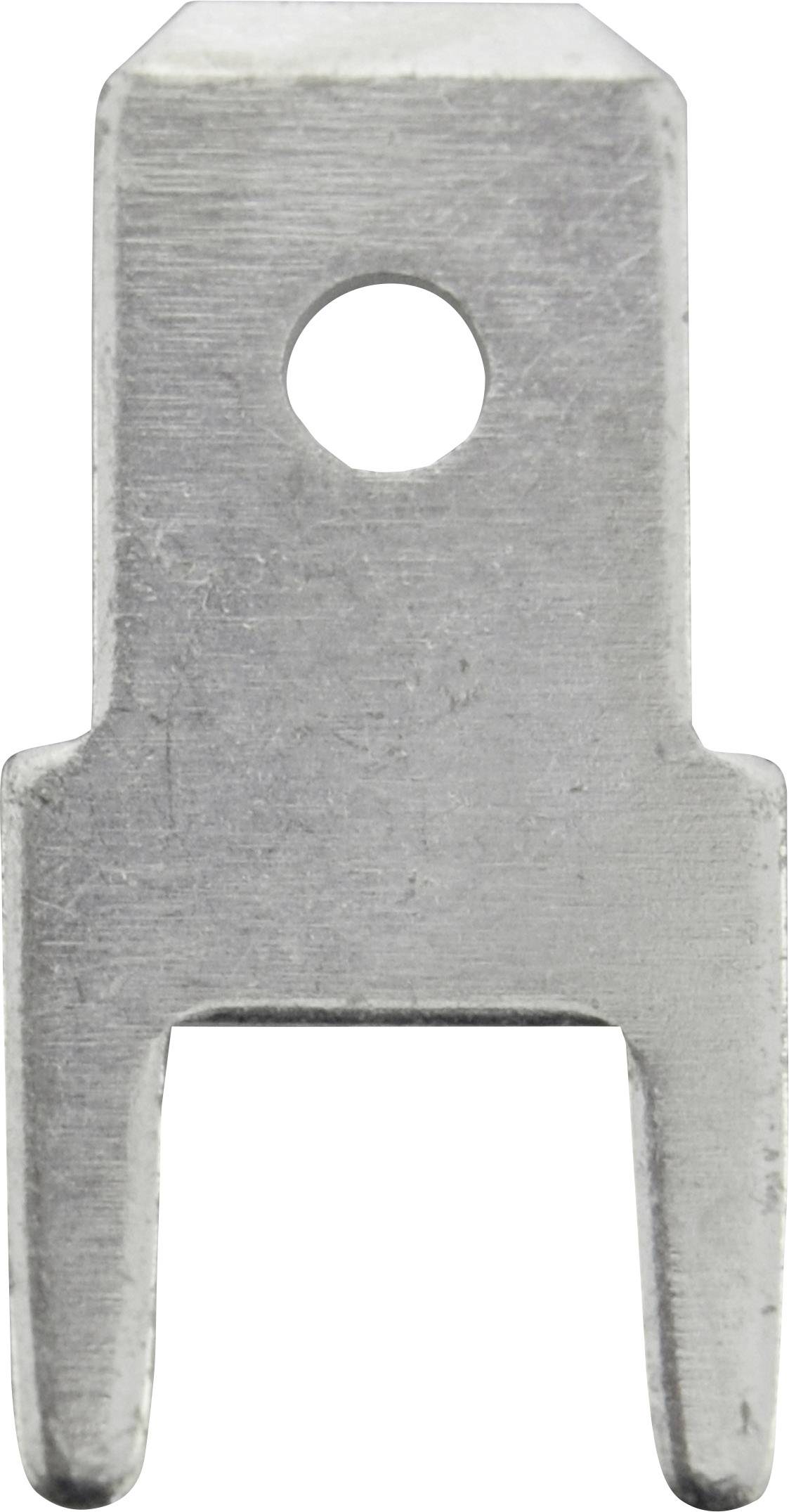 Metallclip mit rechteckiger Form und einem einzelnen Loch in der Mitte, dient als Befestigungselement.