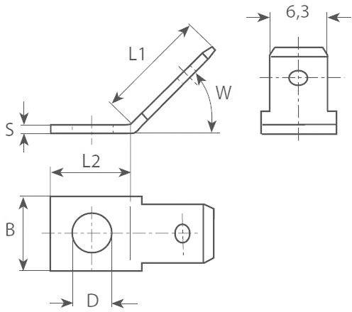Vogt Verbindungstechnik 3855.67 Steckzunge Steckbreite: 6.3mm Steckdicke: 0.8mm 30° Unisoliert Metall