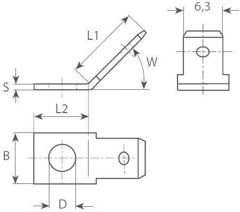 Vogt Verbindungstechnik 3861.65 Steckzunge Steckbreite: 6.3mm Steckdicke: 0.8mm 45° Unisoliert Metall