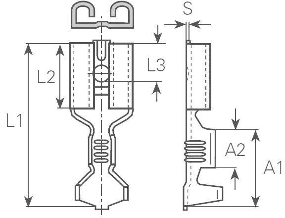 Vogt Verbindungstechnik 3833.67 Flachsteckhülse Steckbreite: 6.3mm Steckdicke: 0.8mm 180° Unisoliert Metall