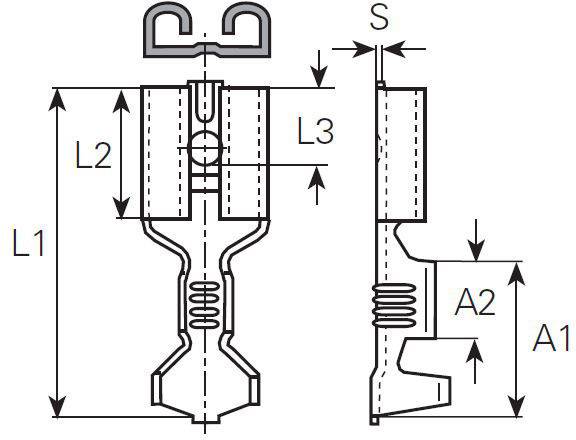 Vogt Verbindungstechnik 3832.67 Flachsteckhülse Steckbreite: 6.3mm Steckdicke: 0.8mm 180° Unisoliert Metall