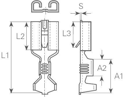 Vogt Verbindungstechnik 3832d.67 Flachsteckhülse mit Rasthaken Steckbreite: 6.3mm Steckdicke: 0.8mm 180° Unisoliert Metall
