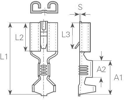 Vogt Verbindungstechnik 3832d.61 Flachsteckhülse mit Rasthaken Steckbreite: 6.3mm Steckdicke: 0.8mm 180° Unisoliert Metall