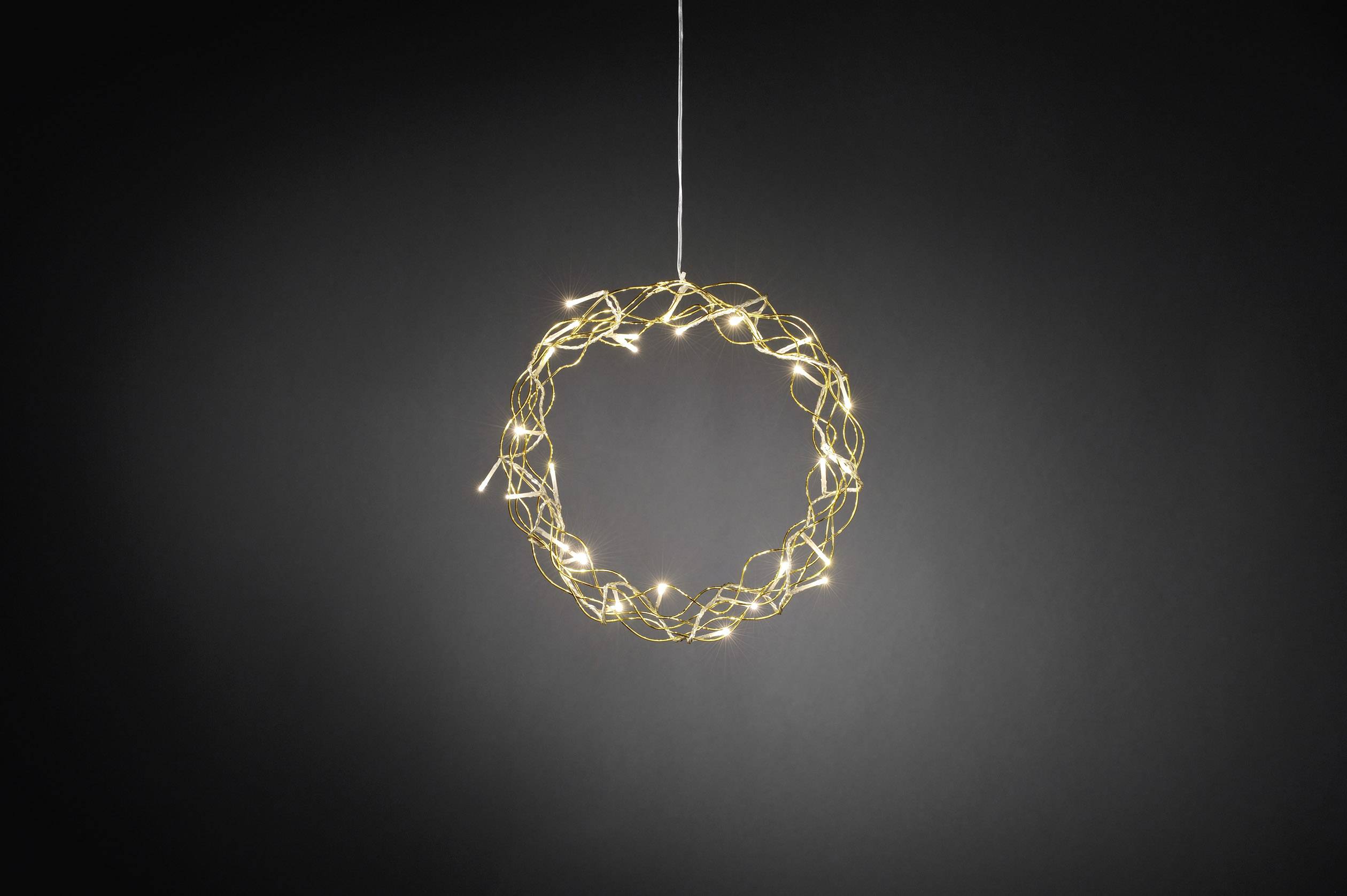 Konstsmide 2890-803 Kranz mit Beleuchtung Warm-Weiß LED Gold dimmbar