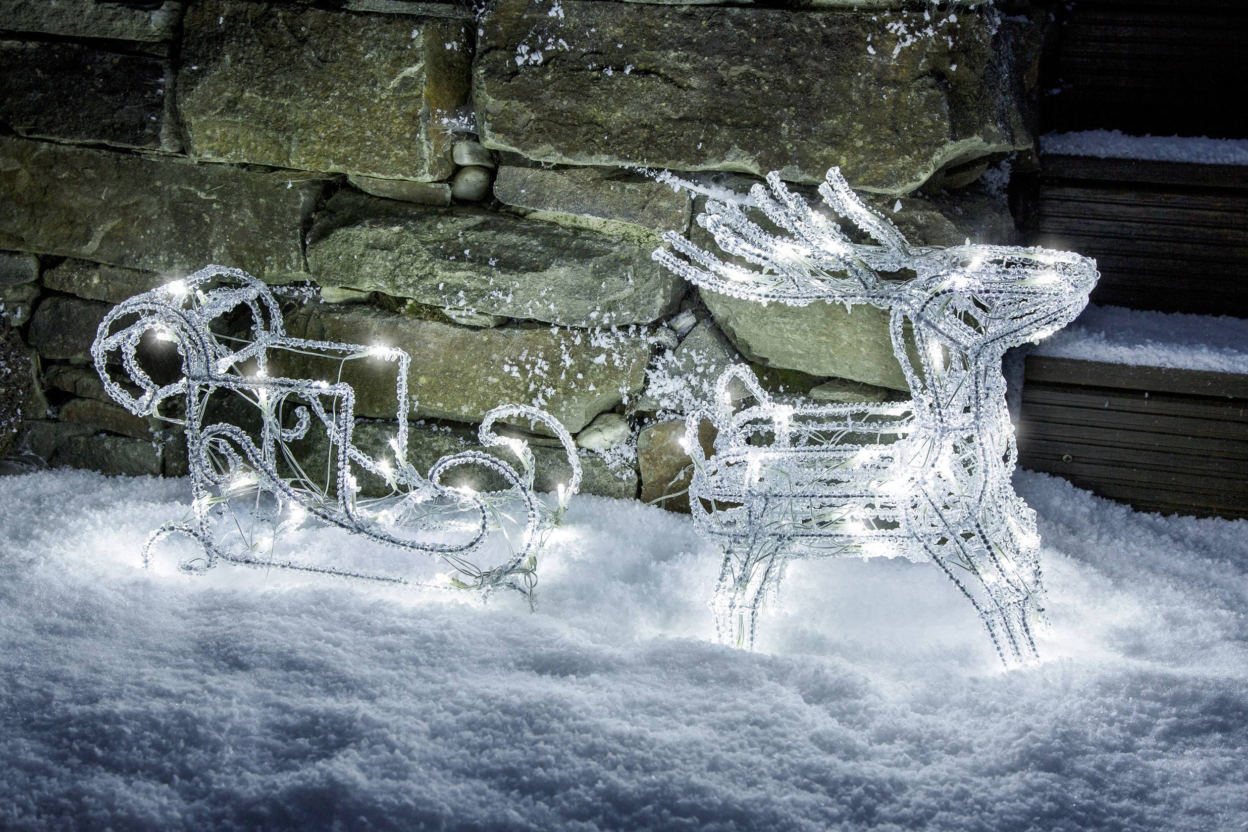 Konstsmide 6192-203 Rentier, Schlitten Kaltweiß LED Transparent EEK: F (A - G)