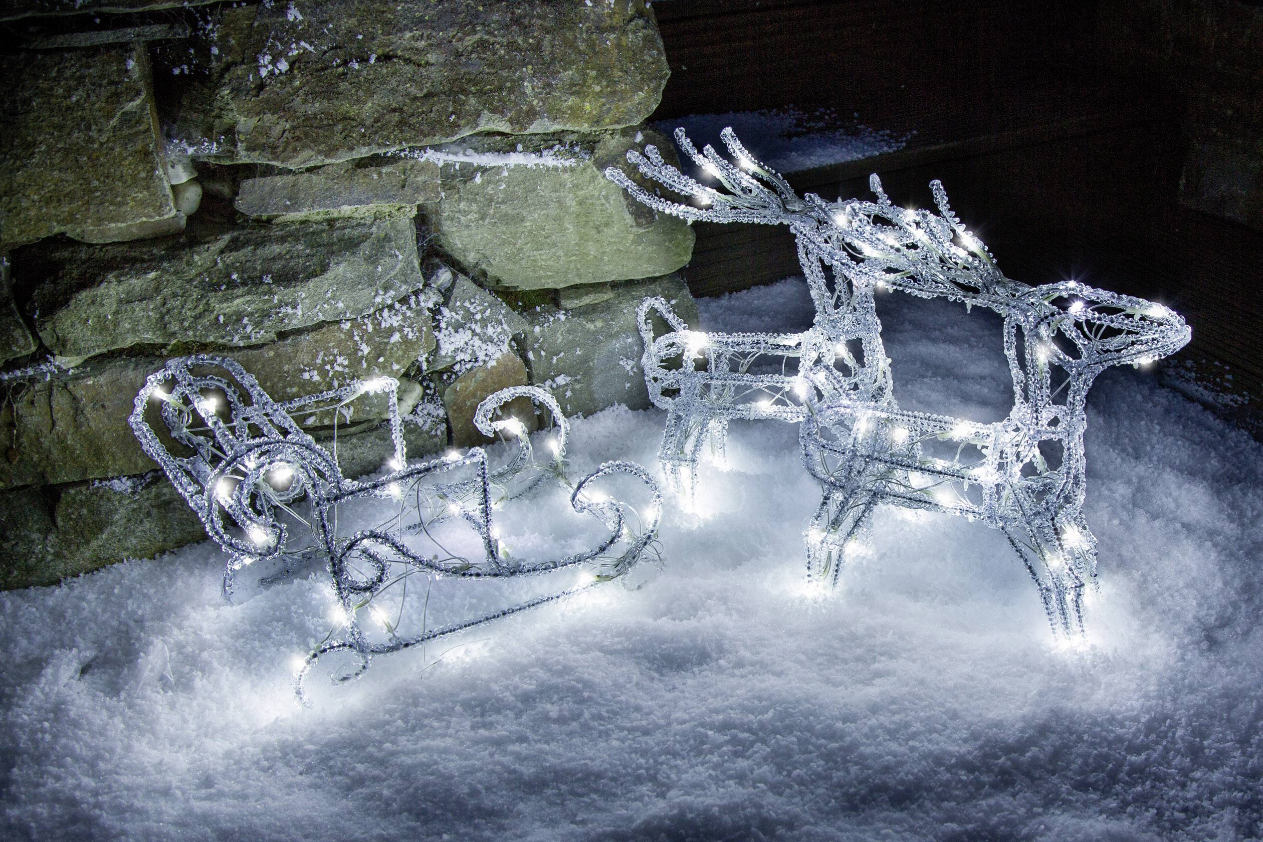 Konstsmide 6192-203 Rentier, Schlitten Kaltweiß LED Transparent EEK: F (A - G)