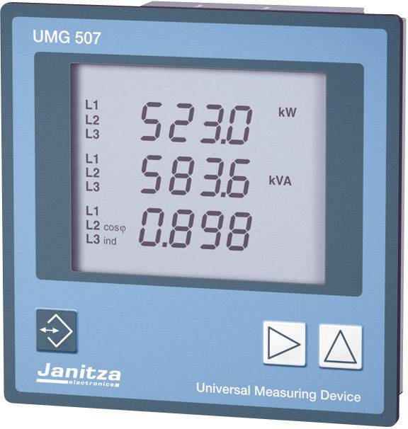 Janitza UMG 507E L-N: 50 - 500 V/AC, L-L: 80 - 870 V/AC, Strommessung 0 - 5 A/0 - 1 A