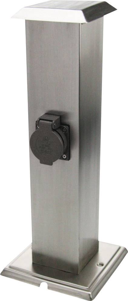 Heitronic 35107 Gartensteckdose 2fach Edelstahl, Schwarz