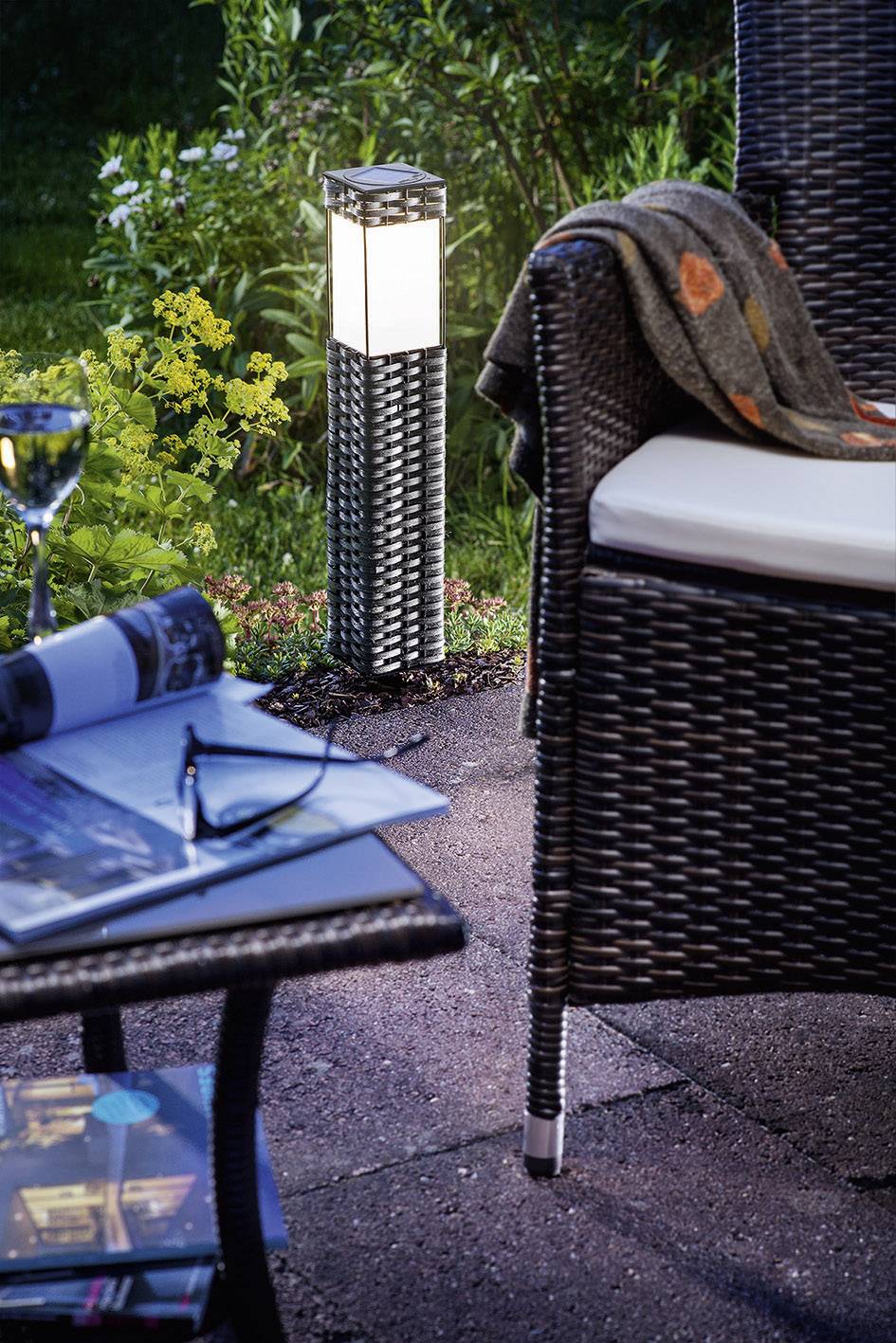 Esotec 102073 Rattan Solar-Außenstandleuchte LED LED fest eingebaut Silber-Grau