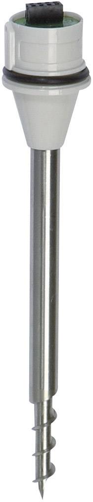 Metallischer Erdanker mit spiralförmigem Gewinde und Kunststoffkopf, verwendet zur stabilen Verankerung in Böden.