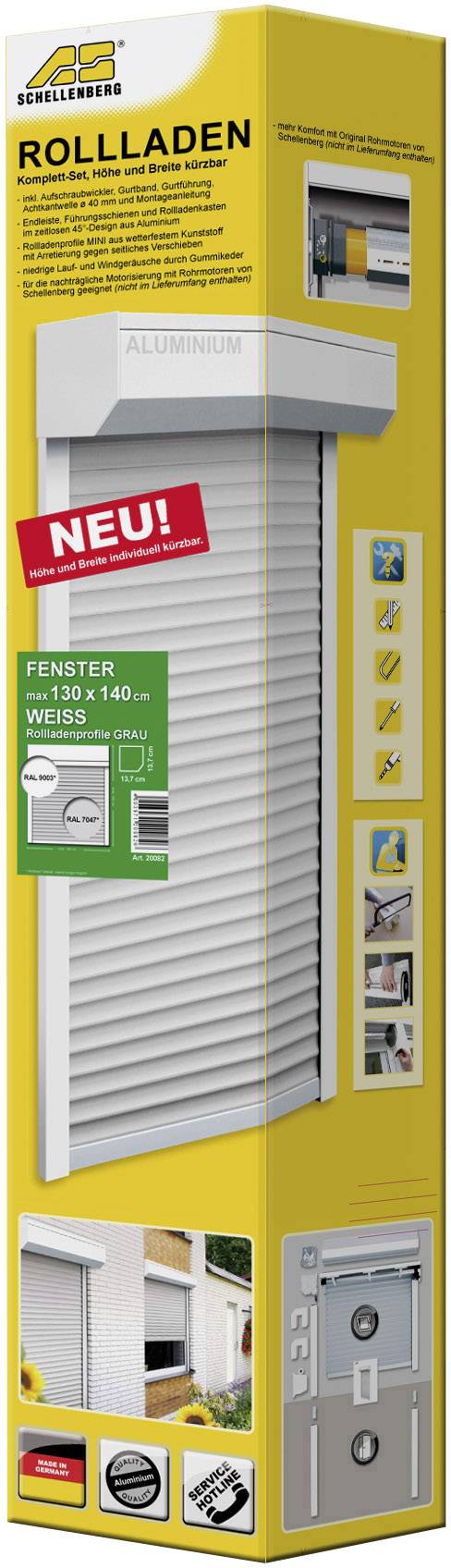 Schellenberg Rollladen Komplett-Set Fenster 80x100cm 20080 Fensterantrieb