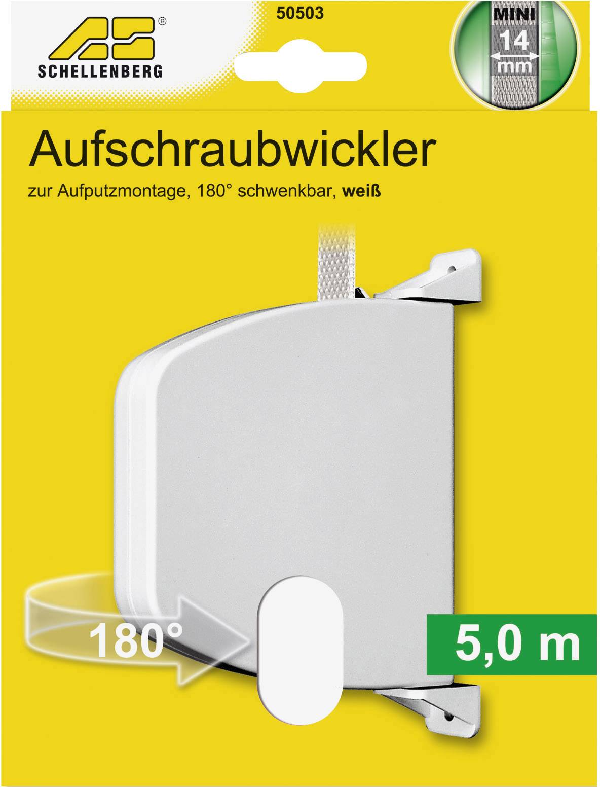 Schellenberg 50503 Gurtwickler Aufputz Passend für (Rollladensysteme) Schellenberg Mini
