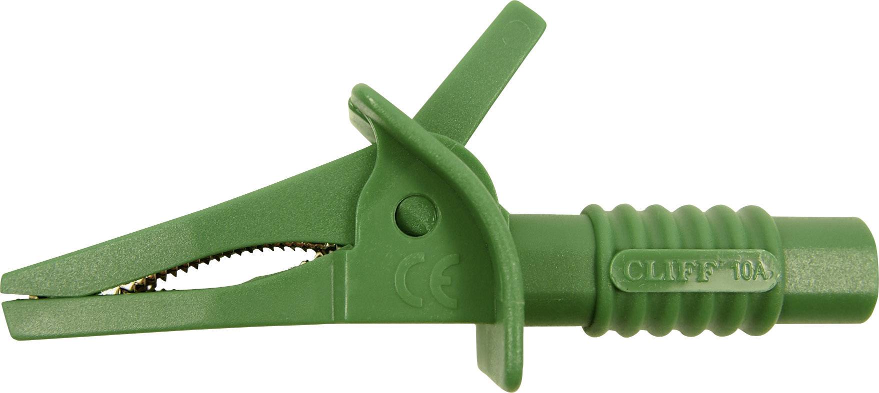Cliff FCR7942 Sicherheits-Abgreifklemme Steckanschluss 4mm CAT II 1000 V, CAT III 600V Grün