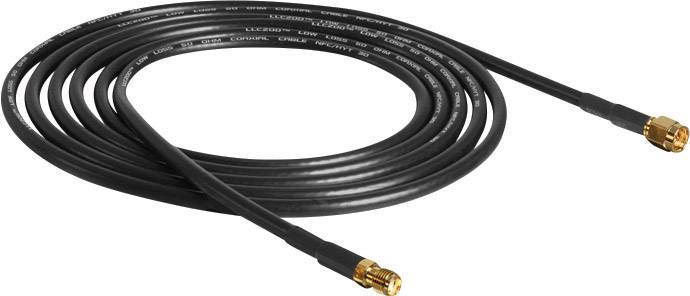 Delock WLAN-Antennen Verlängerungskabel [1x SMA-Stecker - 1x SMA-Buchse] 10.00m Schwarz vergoldete Steckkontakte