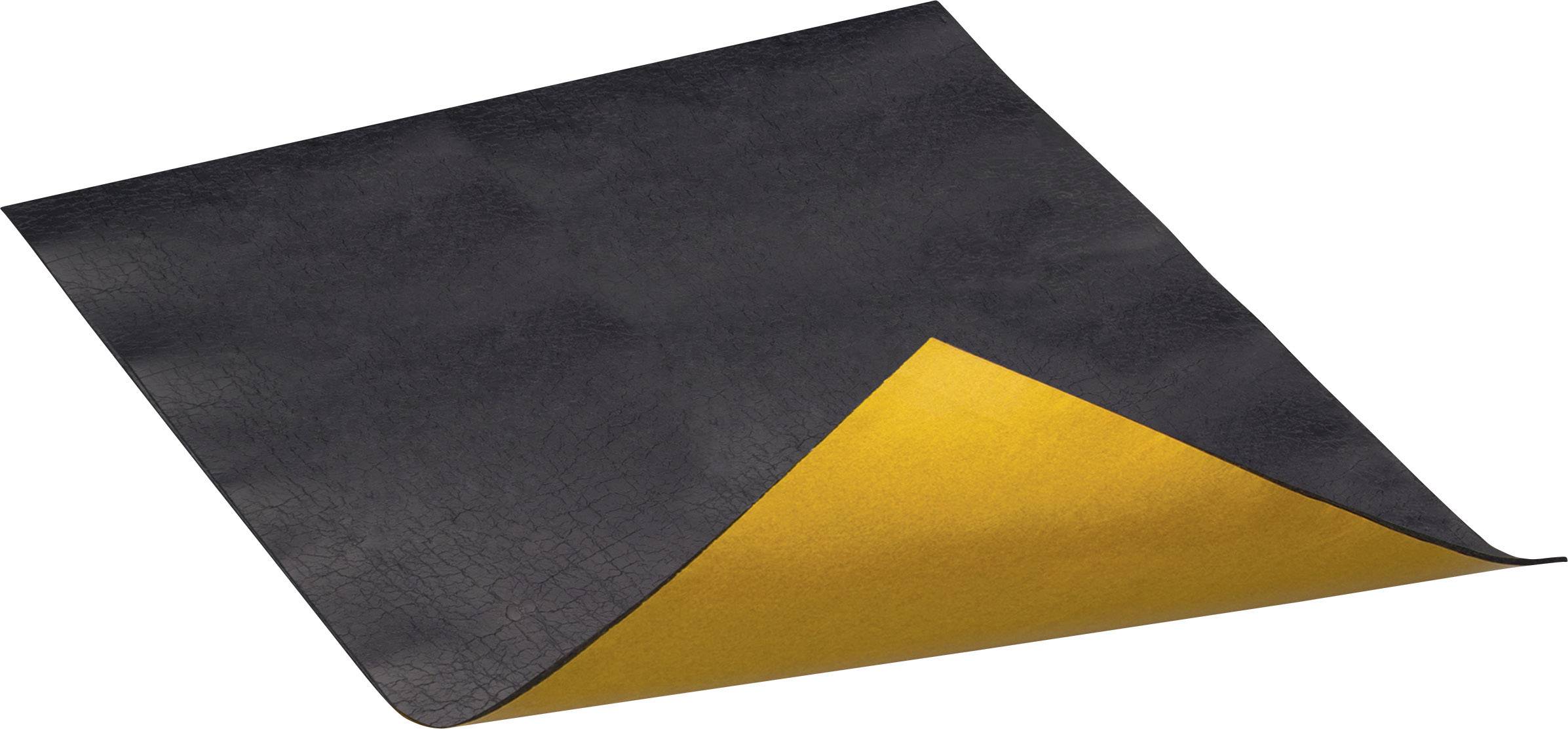 Schwarzes Lederstück mit umgeklapptem Eck, das eine gelbe Rückseite zeigt.