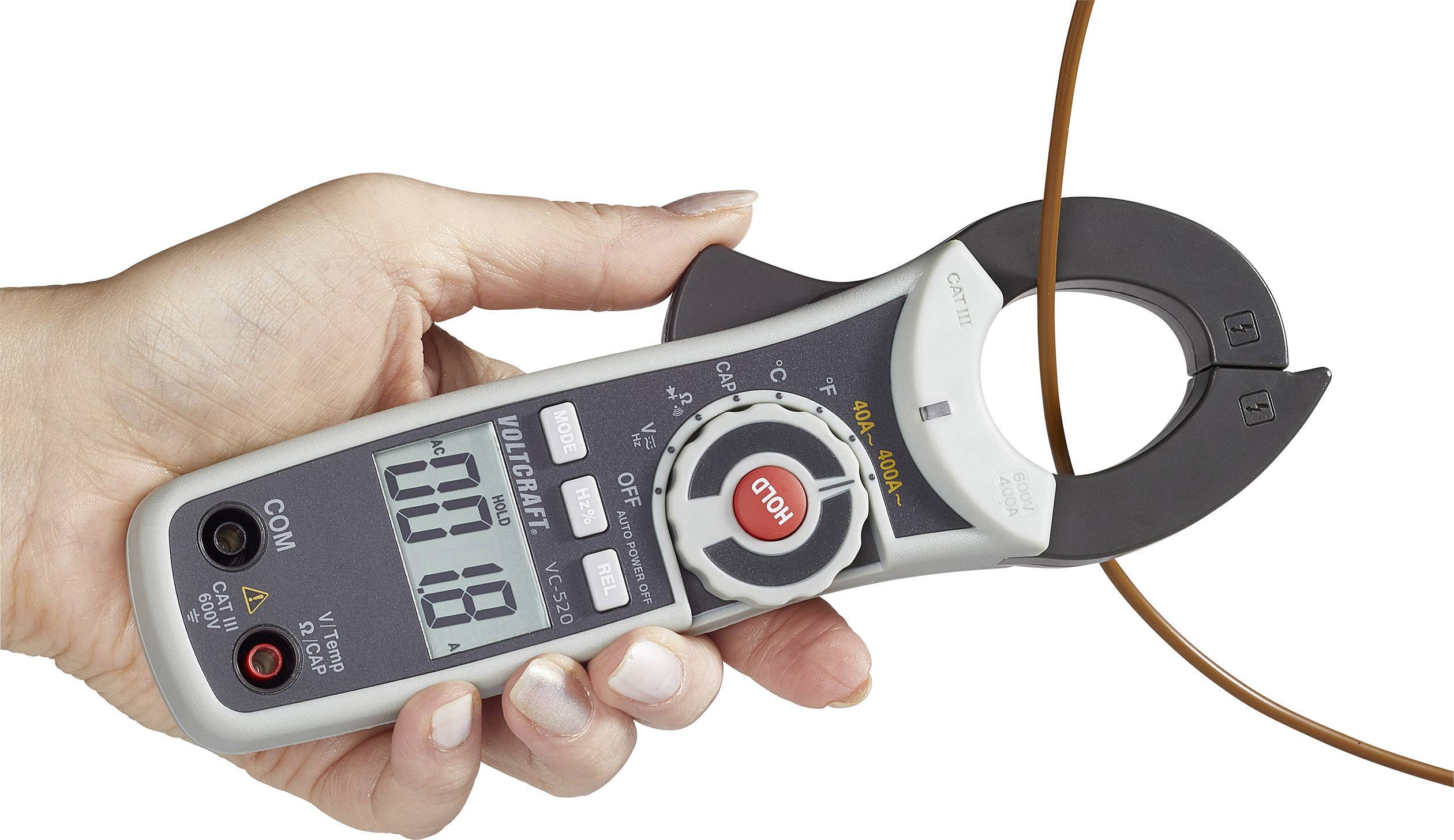 VOLTCRAFT VC-520 Stromzange digital CAT III 600V Anzeige (Counts): 4000