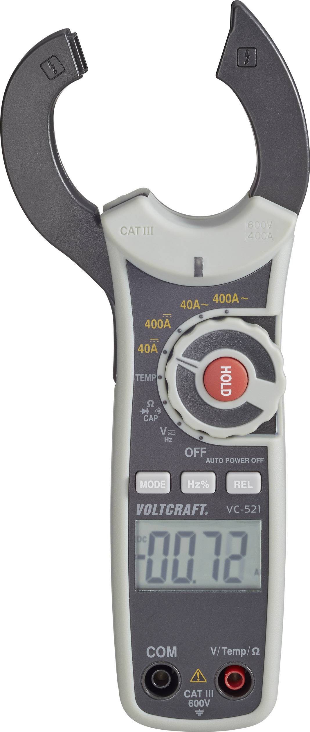 VOLTCRAFT VC-521 Stromzange kalibriert (ISO) digital CAT III 600V Anzeige (Counts): 4000