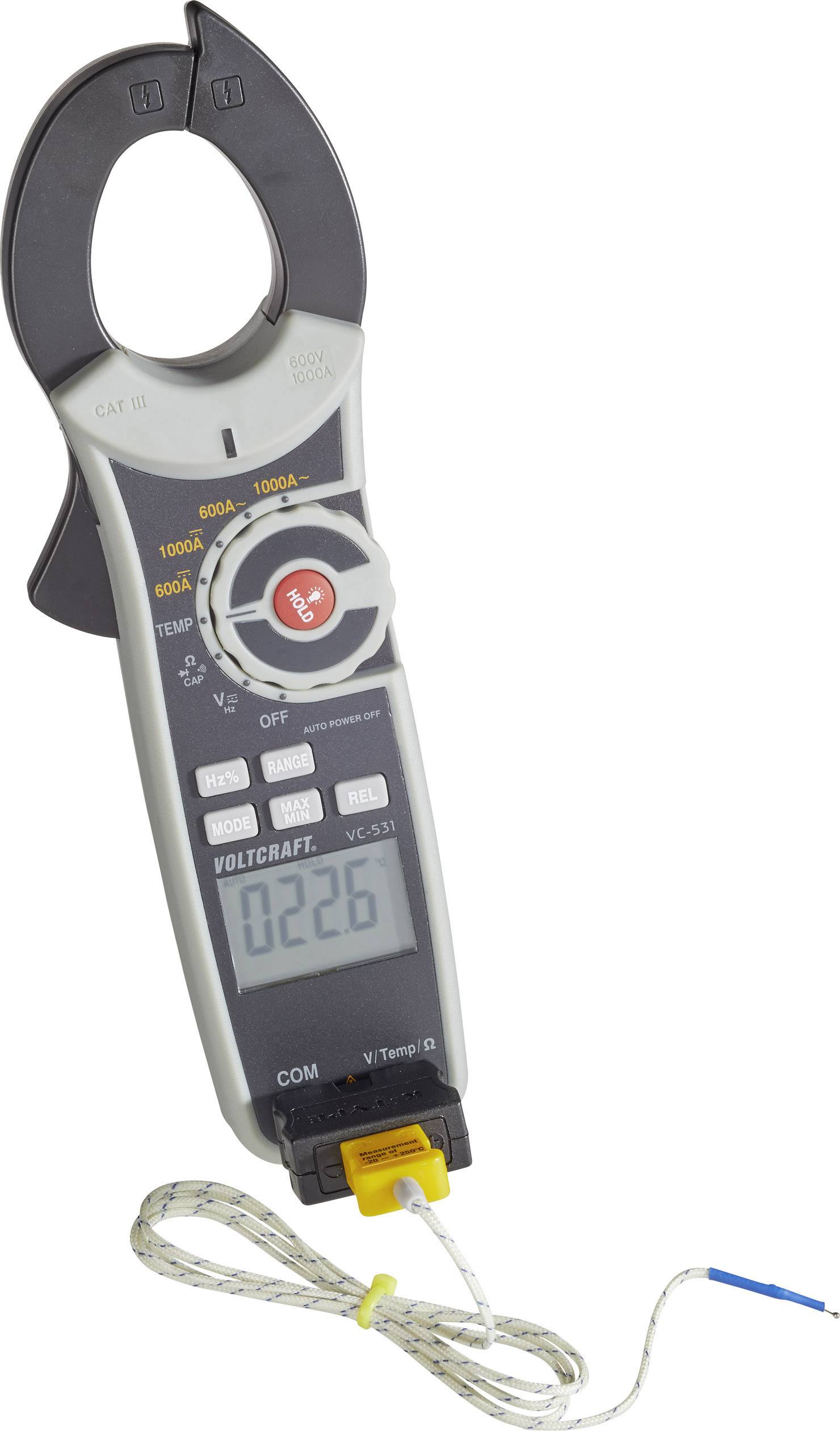 VOLTCRAFT VC-531 Stromzange digital CAT III 600V Anzeige (Counts): 6000