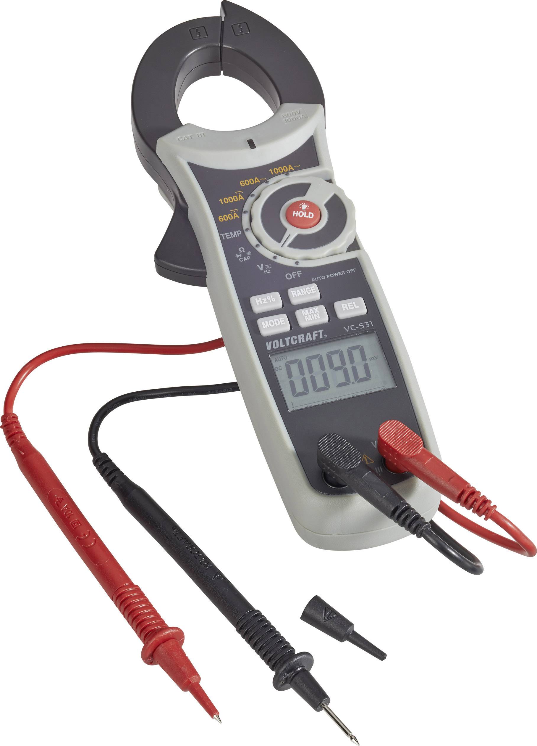 VOLTCRAFT VC-531 Stromzange digital CAT III 600V Anzeige (Counts): 6000