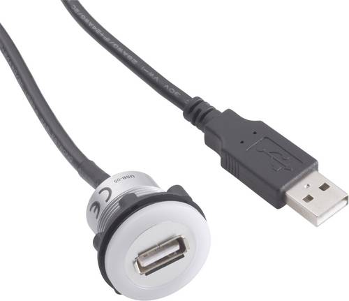 TRU Components USB A Einbaubuchse 2.0 Silber 1 x USB A Buchse auf 1 x USB A Stecker mit Beleuchtung